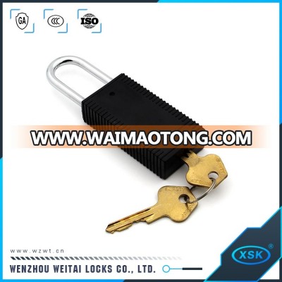 Unbreakable custom stainless steel shackle plastic housing security master key brass core padlock